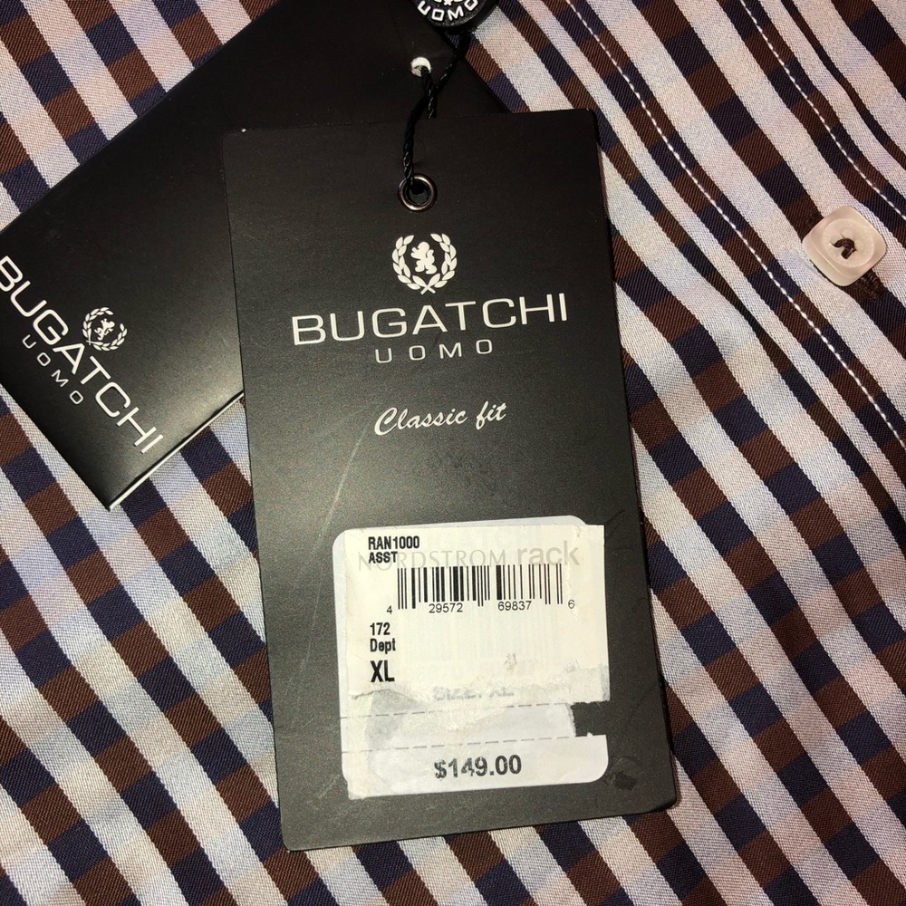 NWT Bugatchi Classic Fit Woven Button Down Shirt - Picture 10 of 10
